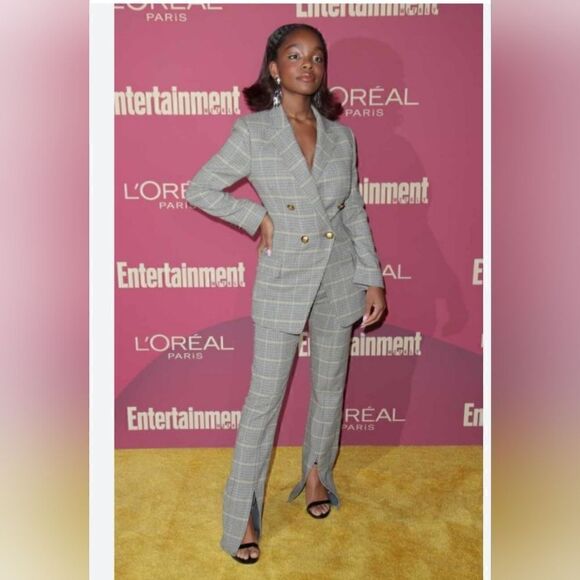 ALC Edwin Glen Check Plaid Brown High Rise Slit Hem Dress Pants - Picture 2 of 14